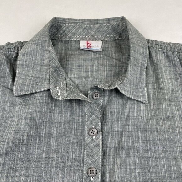 Columbia 1/2 Button Up Shirt Women's M Short Sleeve Blue Plaid Cotton - Picture 9 of 10